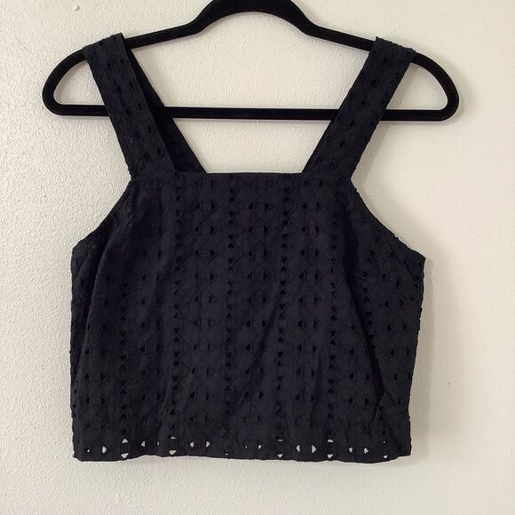 Mossimo Black Lace Festival Summer Bohemian Minimalist Cotton Crop Top Small - Picture 1 of 11